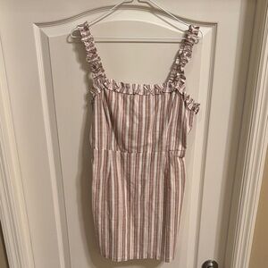 Cotton Candy Ruffle Strap Mini Dress - Pink and White Stripes